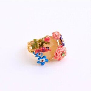 LES NEREIDES Anthropologie  Hand Enamelled cardinal   RING